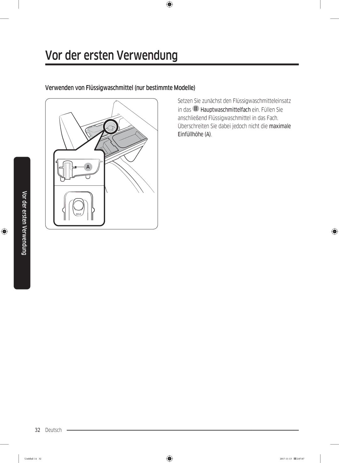 Samsung WW12K8402OW/EG manual Verwenden von Flüssigwaschmittel nur bestimmte Modelle 