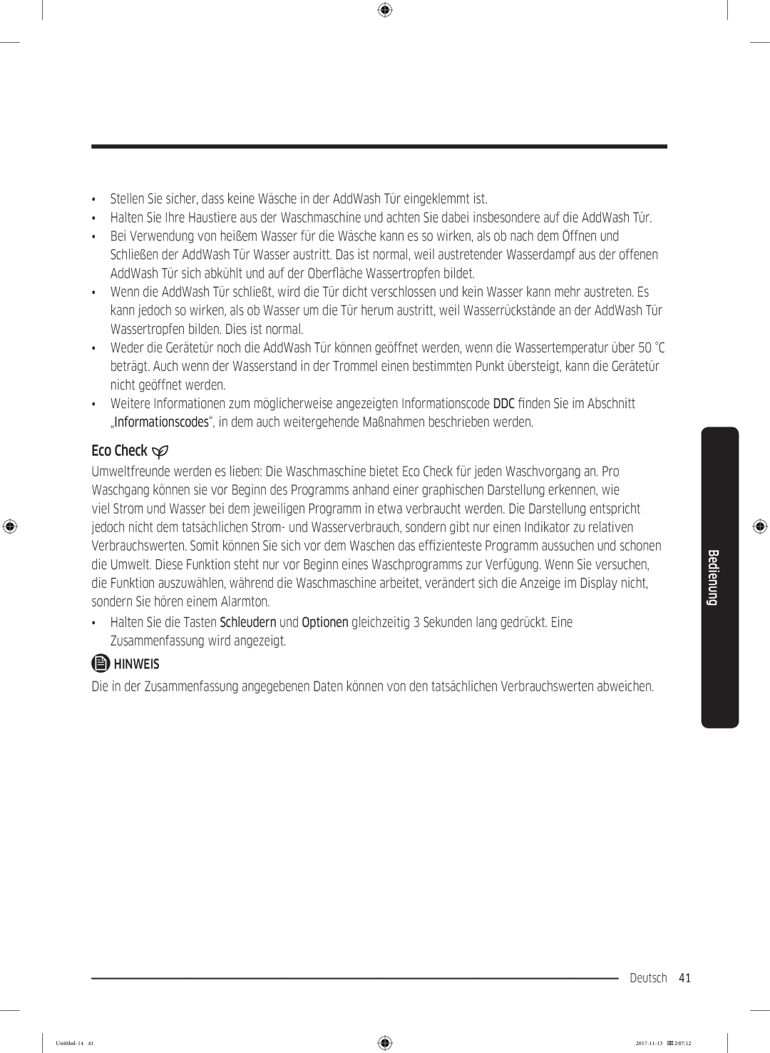 Samsung WW12K8402OW/EG manual Eco Check 