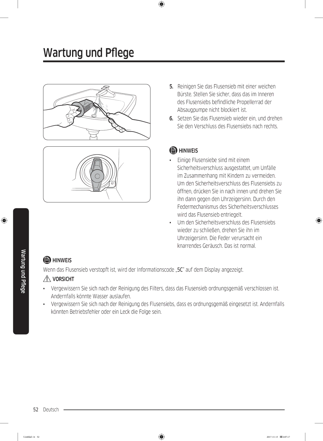 Samsung WW12K8402OW/EG manual Wartung und Pflege 