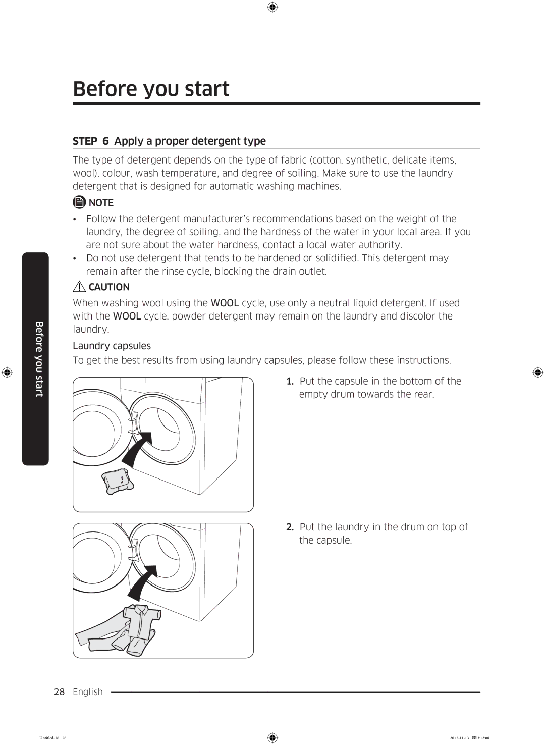 Samsung WW12K8402OW/ET manual Apply a proper detergent type 