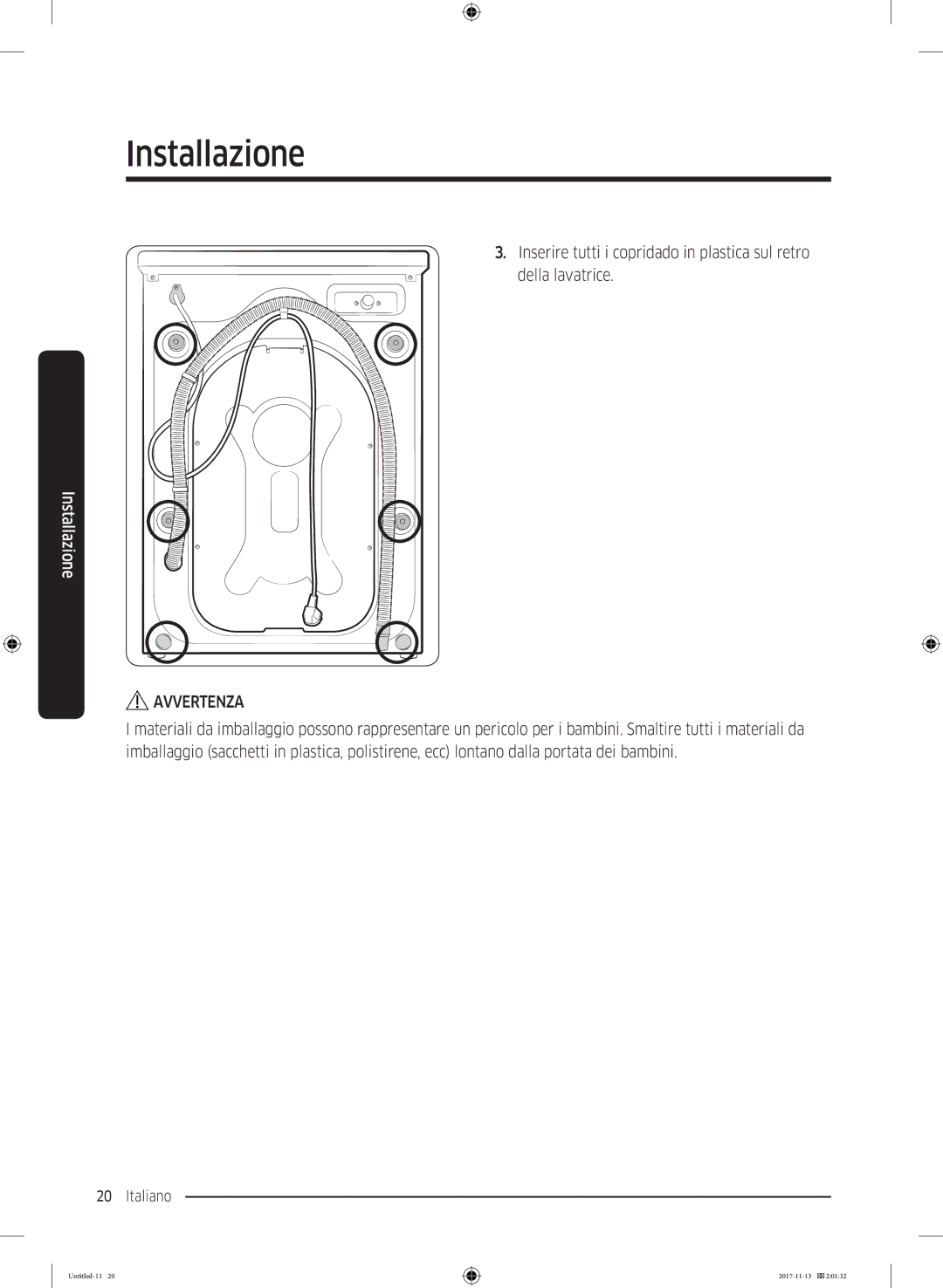 Samsung WW12K8402OW/ET manual Avvertenza 