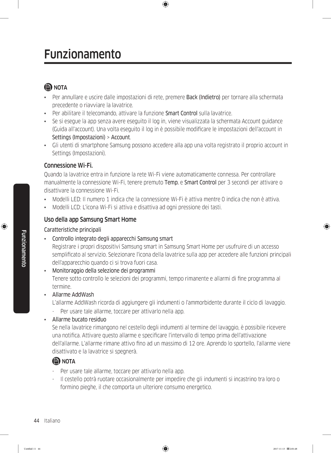 Samsung WW12K8402OW/ET manual Connessione Wi-Fi, Uso della app Samsung Smart Home 