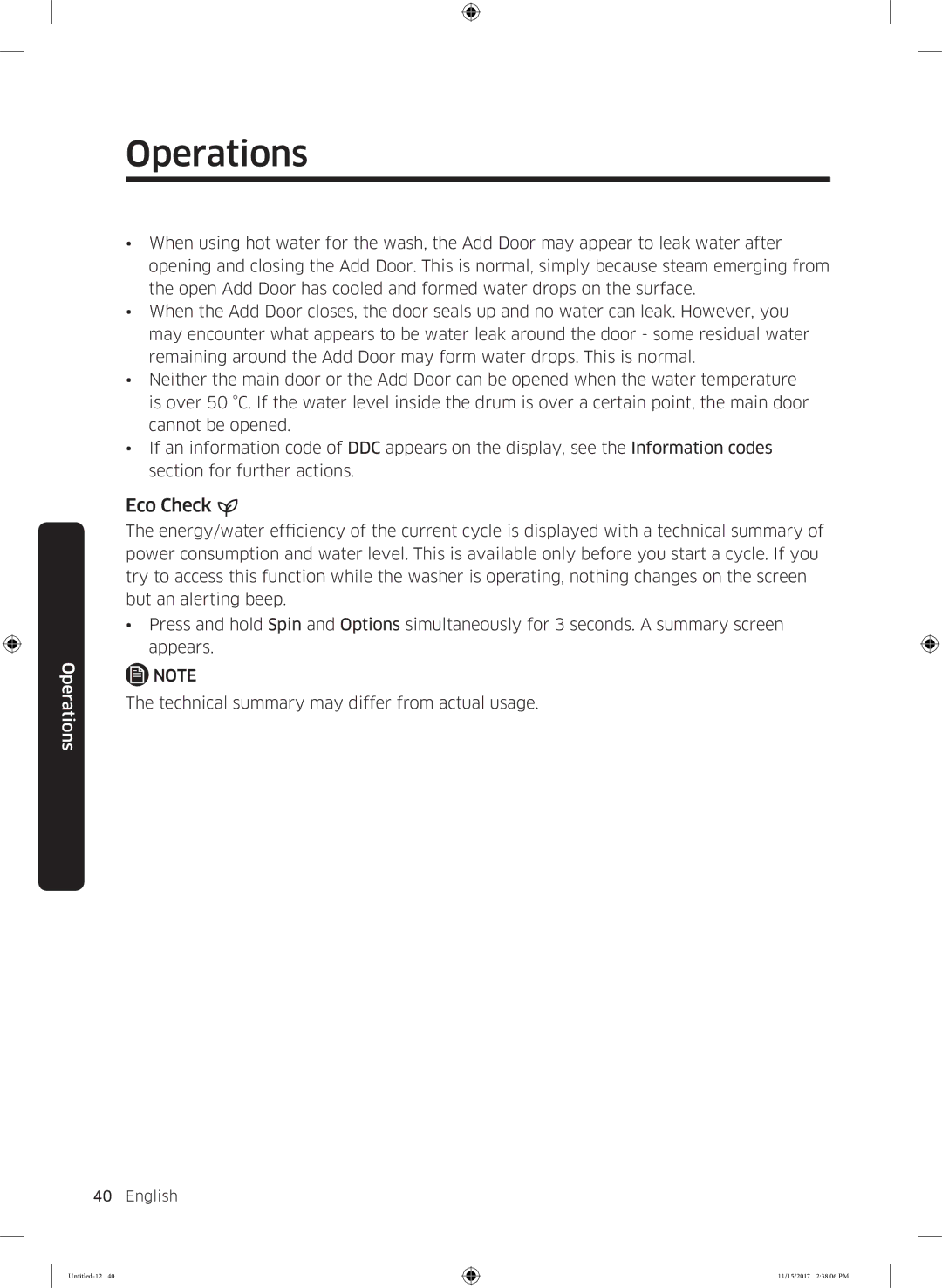 Samsung WW12K8402OW/WS manual Eco Check 