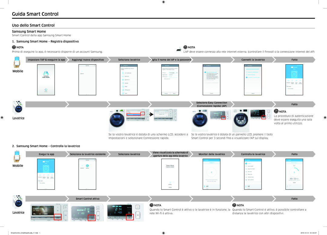 Samsung WW12K8402OW/WS manual Guida Smart Control, Uso dello Smart Control, Mobile, Lavatrice 