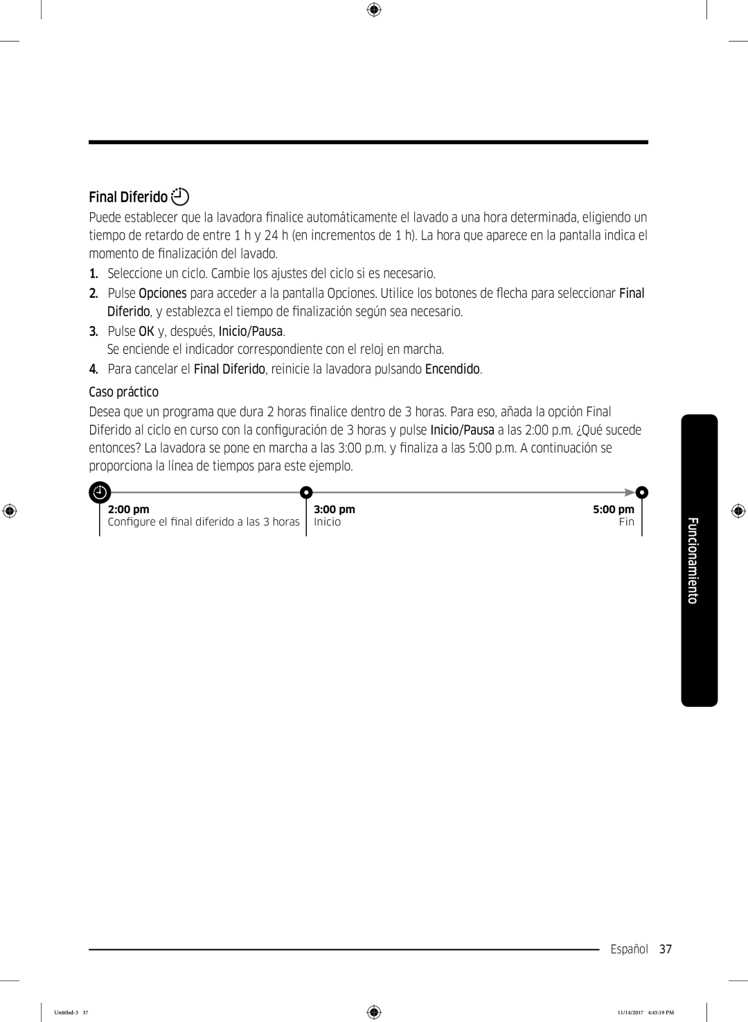 Samsung WW12K8412OW/EC manual Final Diferido 