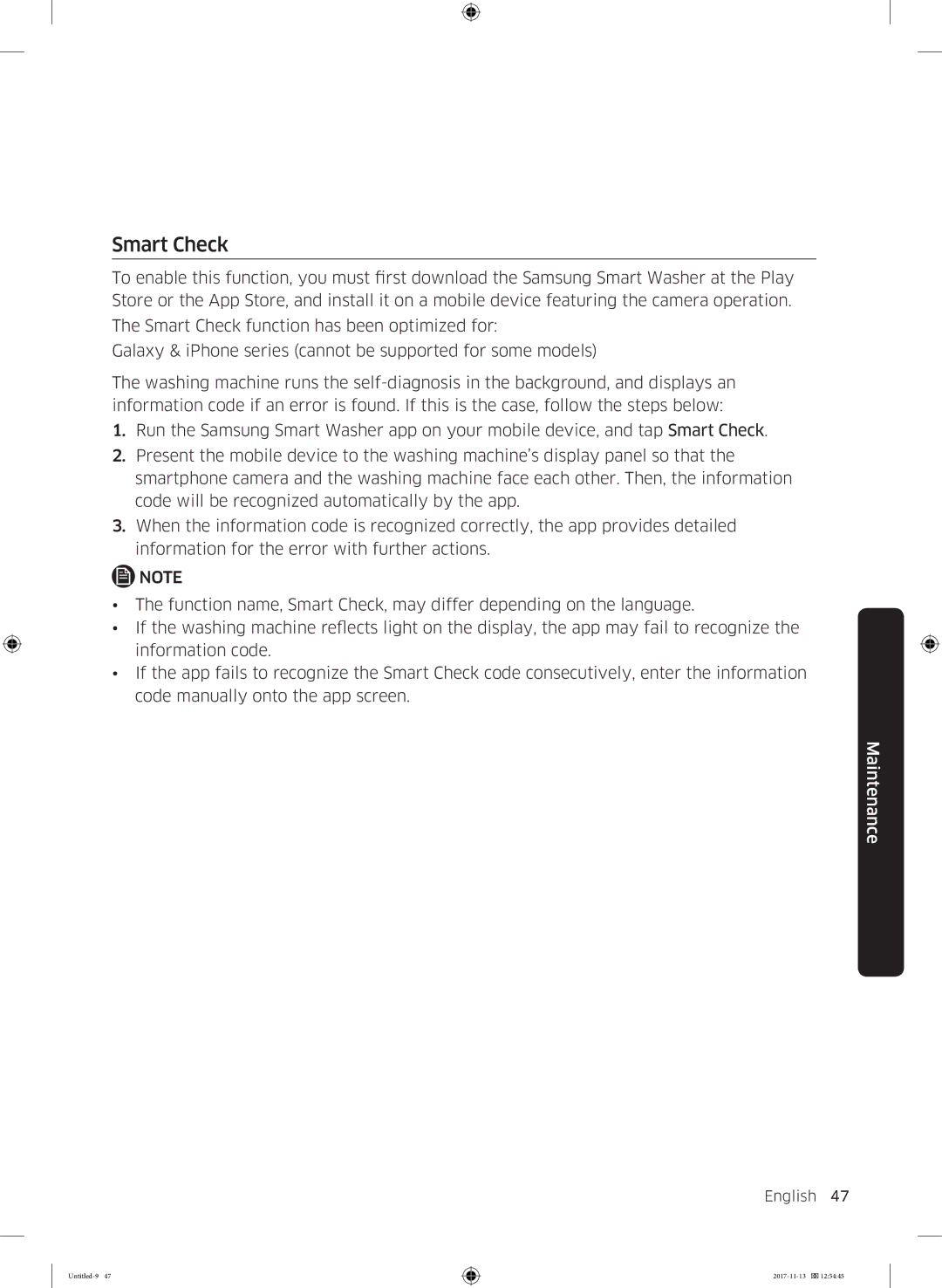 Samsung WW12K8412OW/EF manual Smart Check 