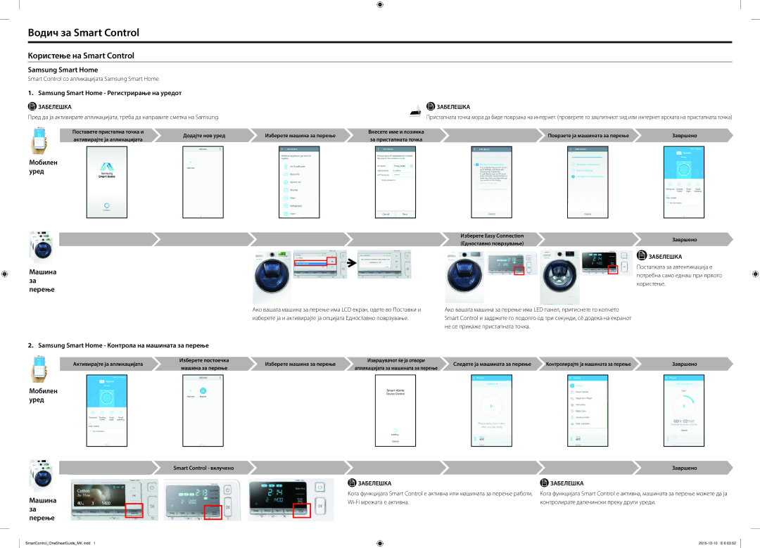 Samsung WW80K6414QW/LE, WW12K8412OW/LV, WW12K8412OW/EO, WW80K6414QW/LV, WW80J6410CW/LE, WW80J6410CW/AH Водич за Smart Control 