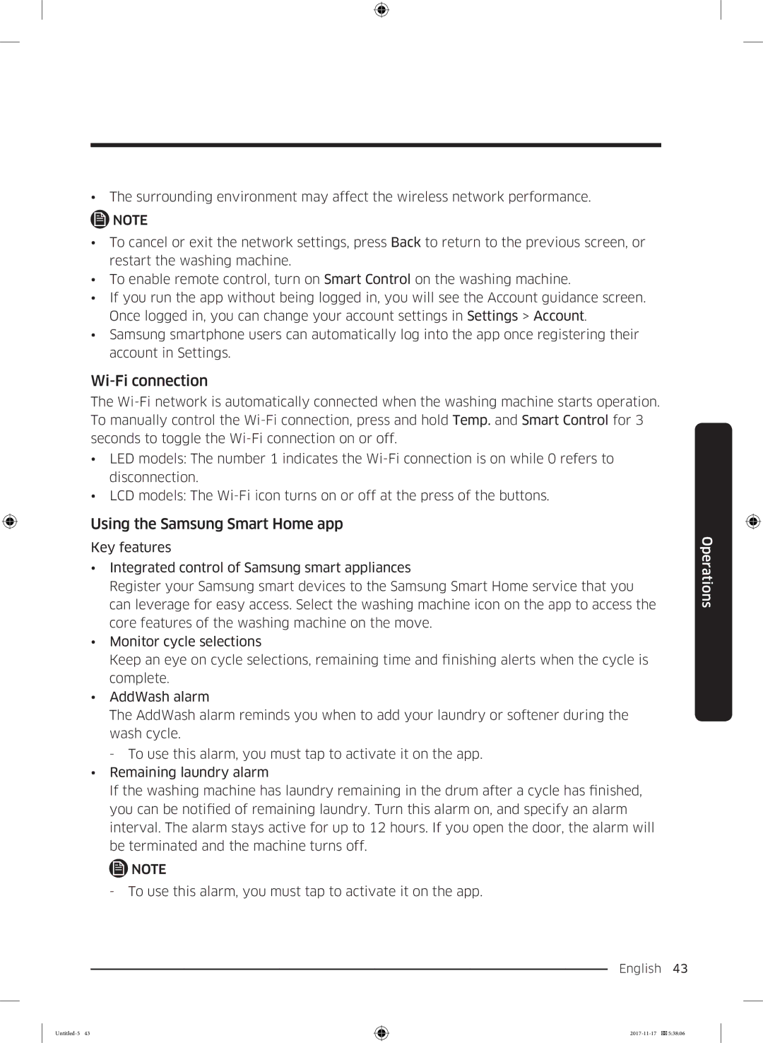 Samsung WW12K8412OX/SV manual Wi-Fi connection, Using the Samsung Smart Home app 