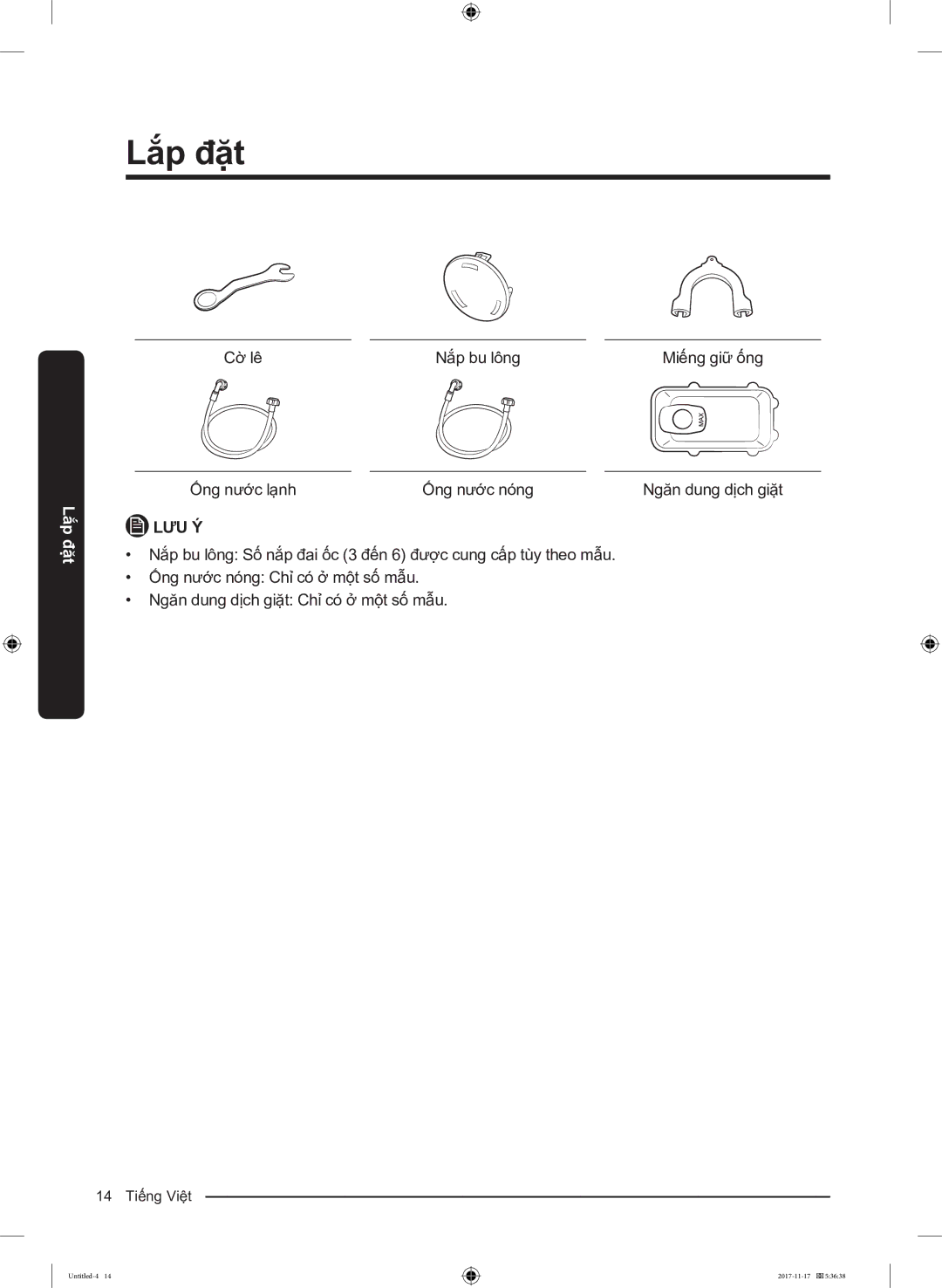 Samsung WW12K8412OX/SV manual Cờ lê Nắp bu lông 