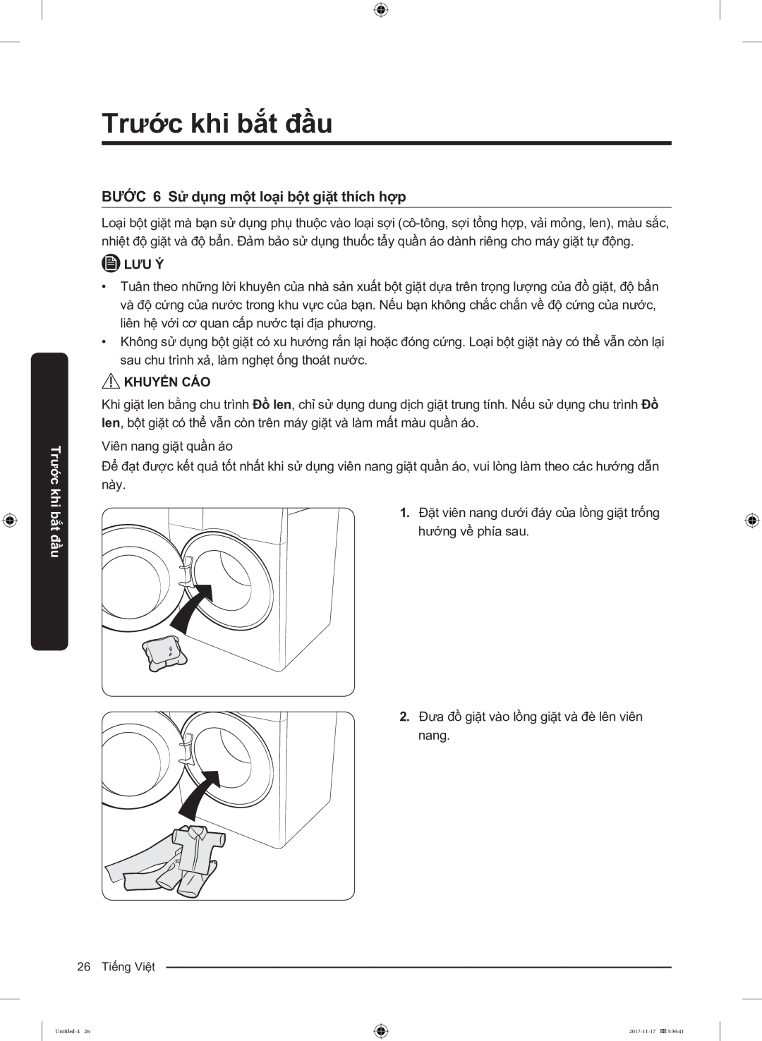 Samsung WW12K8412OX/SV manual BƯỚC 6 Sử dụng một loại bột giặt thích hợp 