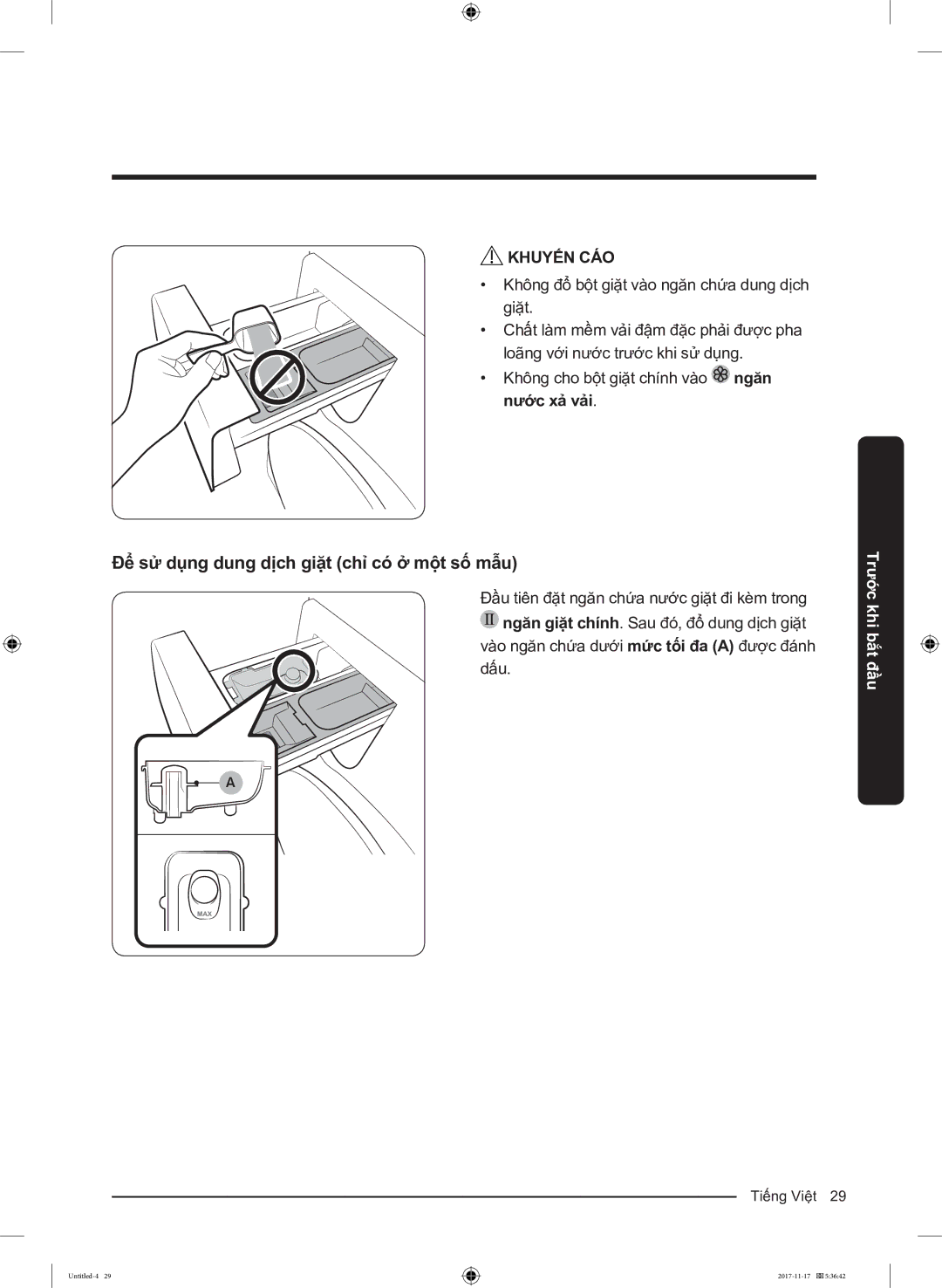 Samsung WW12K8412OX/SV manual Để sử dụng dung dịch giặt chỉ có ở một số mẫu 