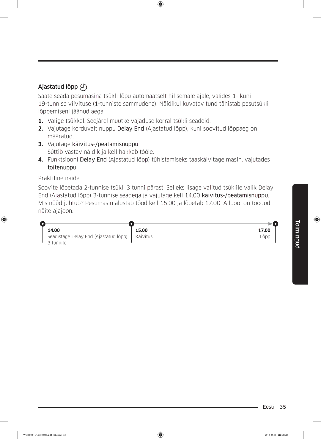 Samsung WW60J3080LW1LE manual 14.00 15.00 17.00 