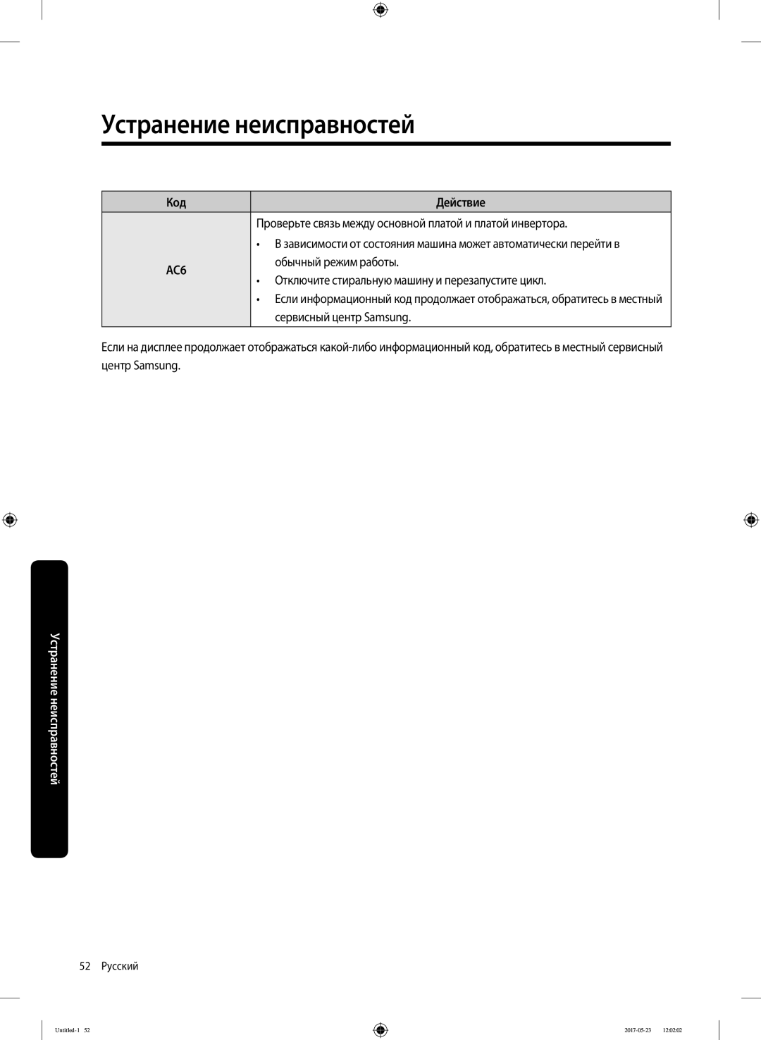 Samsung WW60J30G03WDLP, WW60J30G0LWDLP manual Проверьте связь между основной платой и платой инвертора, Обычный режим работы 