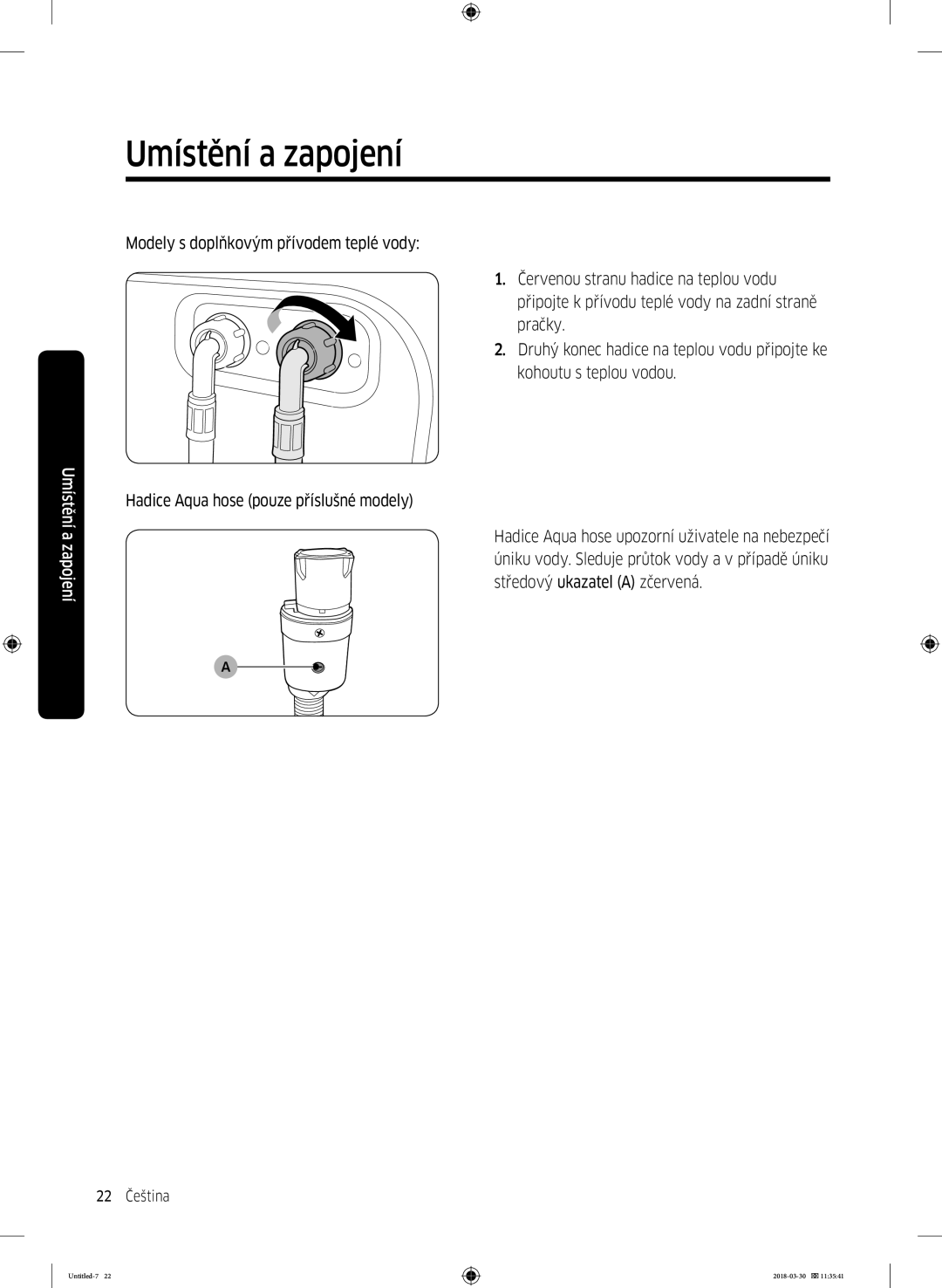 Samsung WW60J4060LW1ZE manual 22 Čeština 