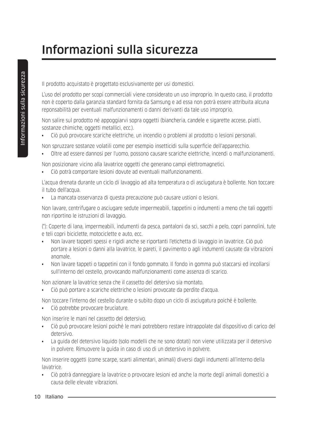 Samsung WW60J4260JW/ET, WW60J4060LW/ET, WW60J4210JW/ET manual Informazioni sulla sicurezza 