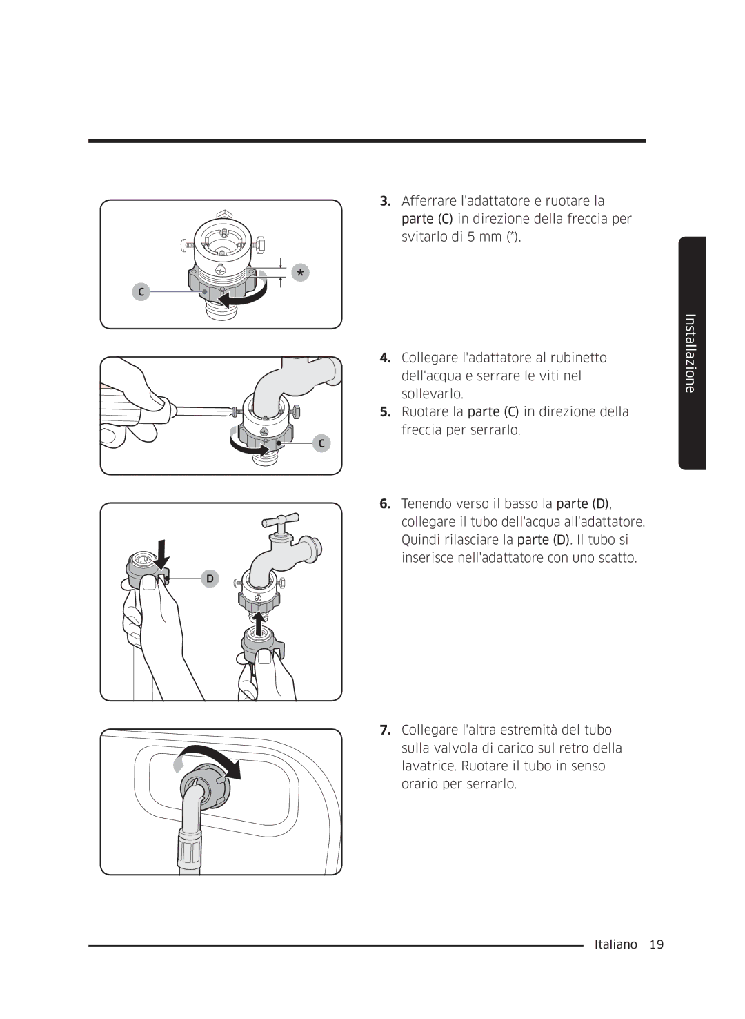 Samsung WW60J4260JW/ET, WW60J4060LW/ET, WW60J4210JW/ET manual Installazione 