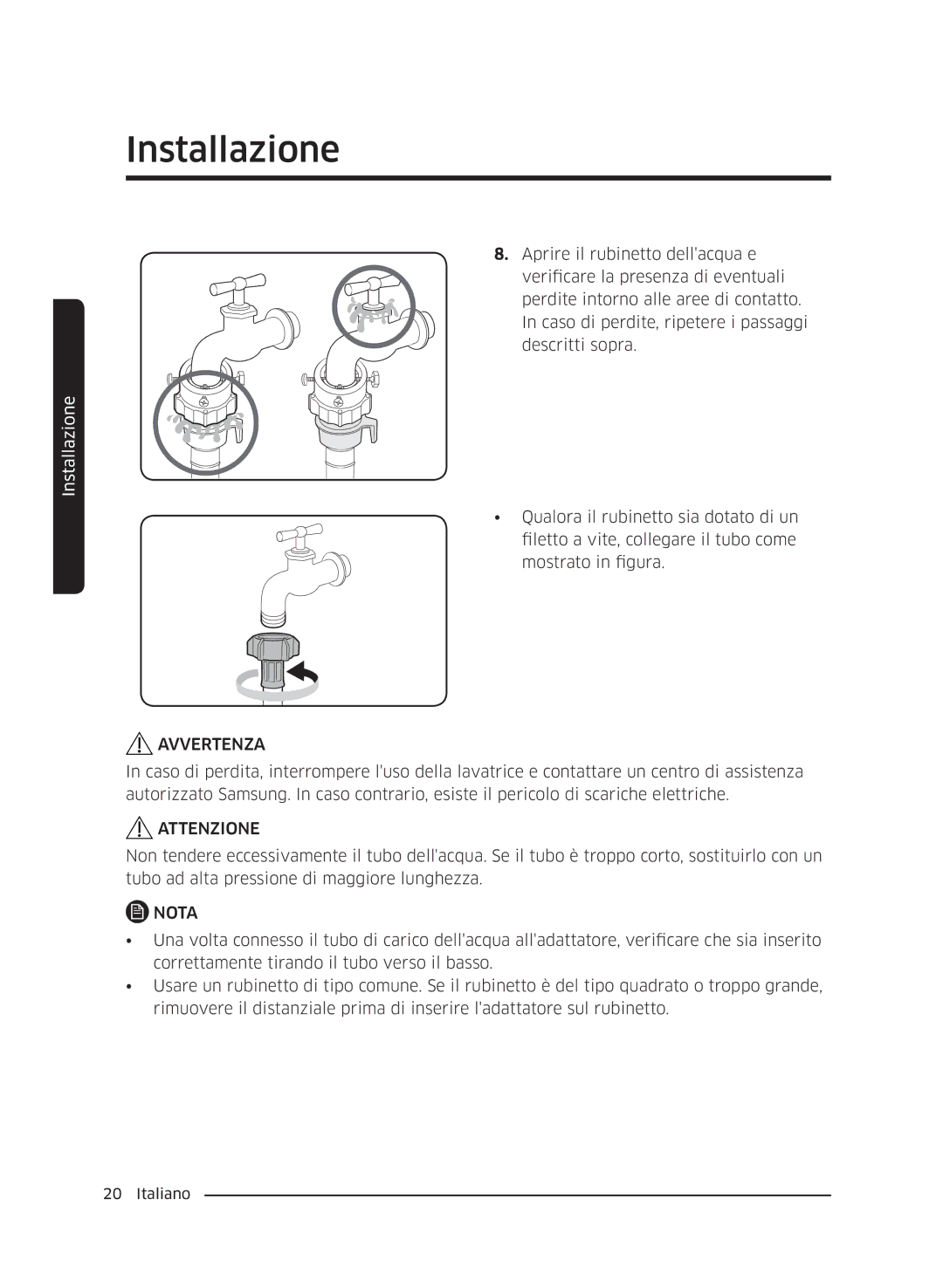 Samsung WW60J4210JW/ET, WW60J4060LW/ET, WW60J4260JW/ET manual Avvertenza 