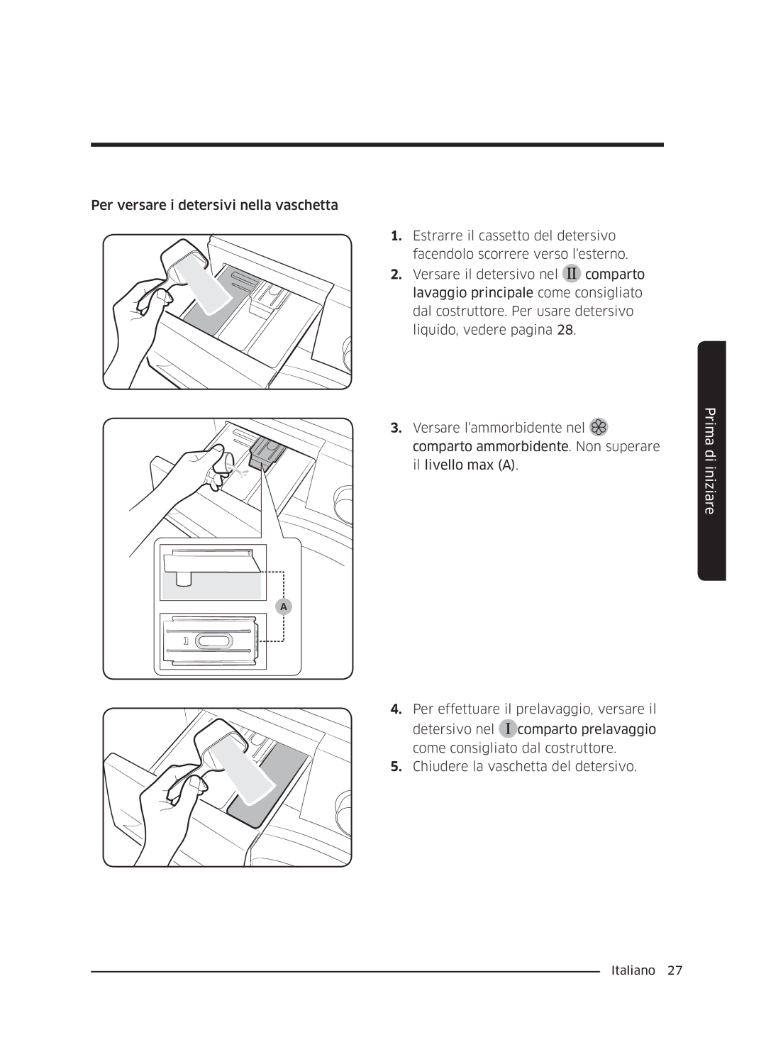 Samsung WW60J4060LW/ET, WW60J4260JW/ET, WW60J4210JW/ET manual Prima di iniziare 