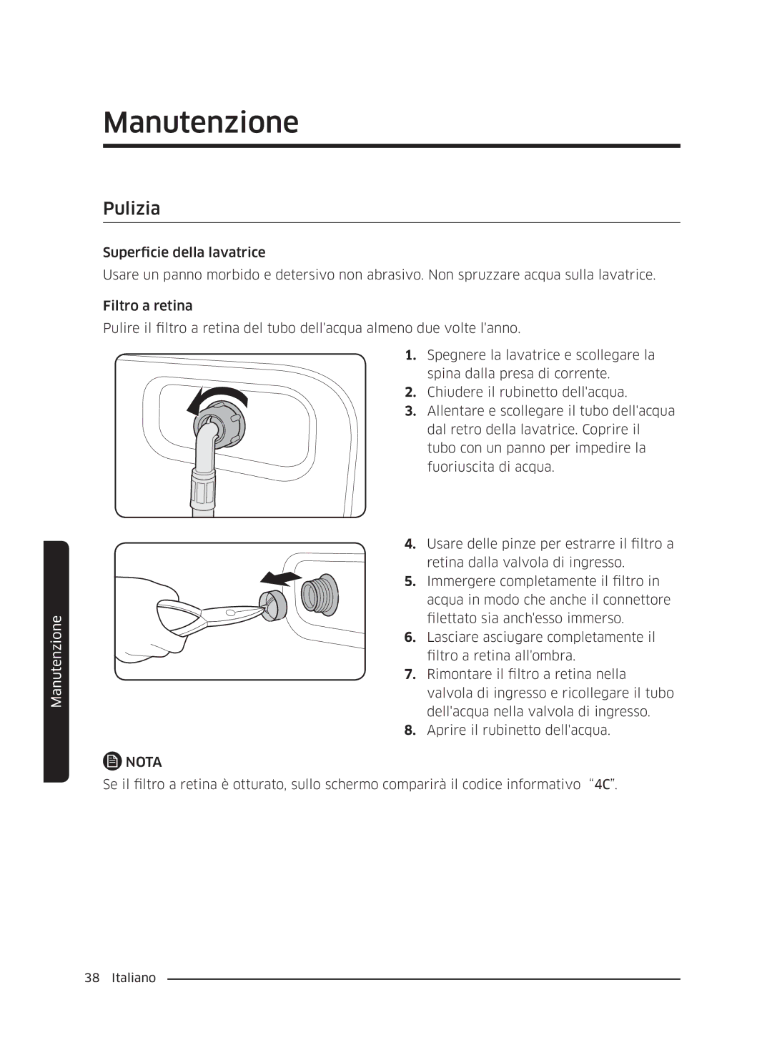 Samsung WW60J4210JW/ET, WW60J4060LW/ET, WW60J4260JW/ET manual Pulizia 