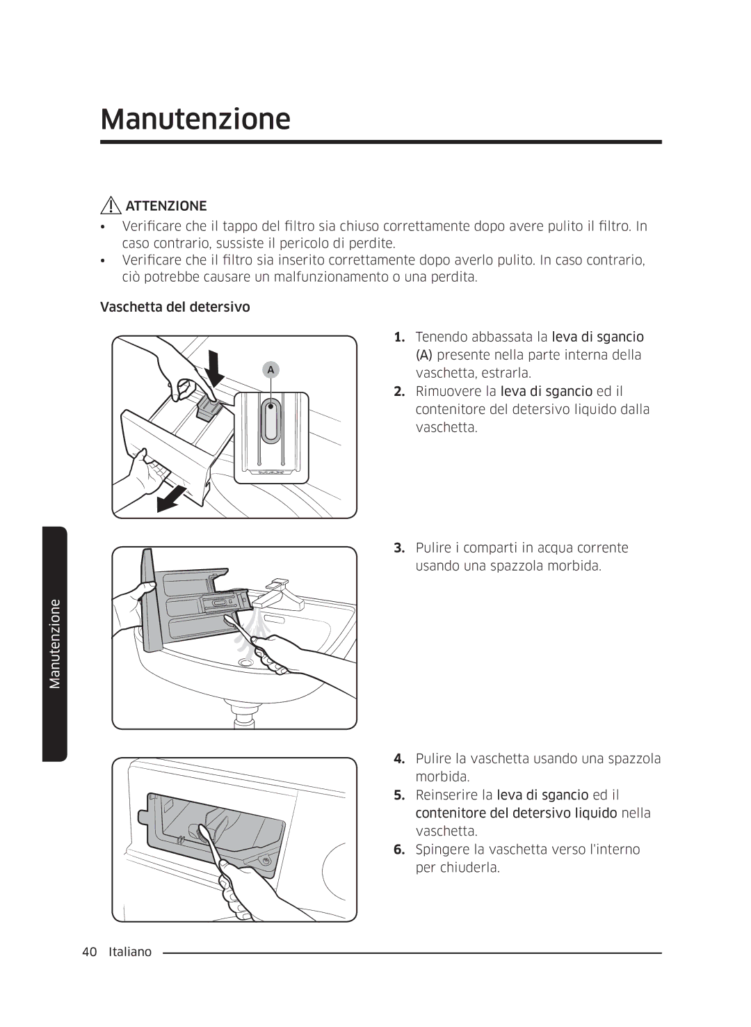 Samsung WW60J4260JW/ET, WW60J4060LW/ET, WW60J4210JW/ET manual Attenzione 