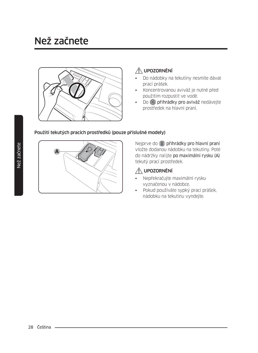 Samsung WW60J42102W/ZE, WW60J4060LW/ZE, WW60J4210LW/ZE, WW60J4260JW/ZE, WW60J42602W/ZE, WW60J4210JW/ZE manual 28 Čeština 