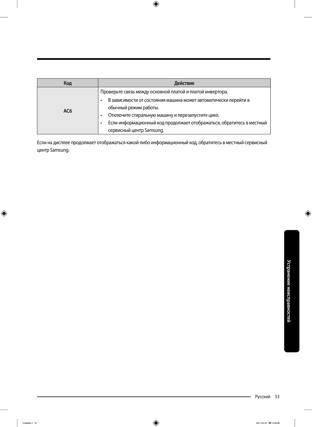 Samsung WW65J42E0HWDLP, WW65J42E02WDLP manual Проверьте связь между основной платой и платой инвертора, Обычный режим работы 