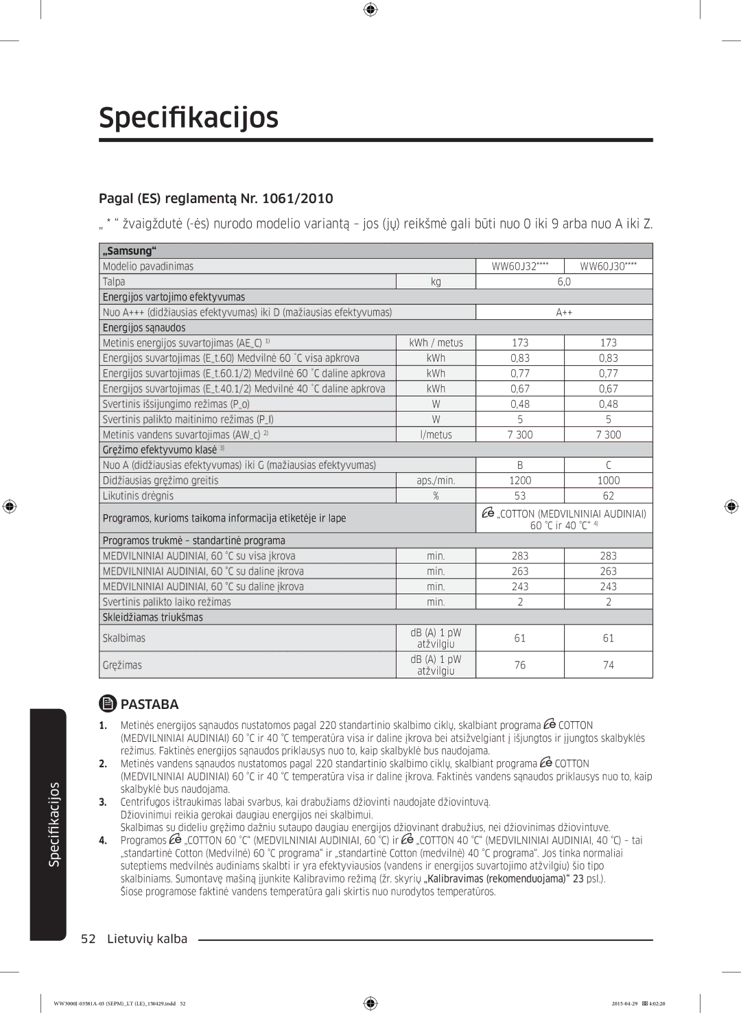 Samsung WW80J3283KW/LE, WW70J3283KW1LE, WW80J6410CW/LE, WW80J6410CW/AH, WF60F4E0N2W/LE, WW60J3283LW/EG, WF70F5E0W4W/EF „Samsung 