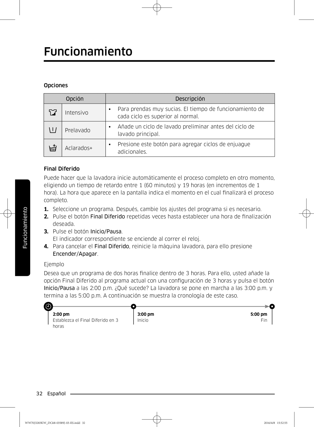 Samsung WW70J3283KW/GG, WW60J3287LW/GG manual 200 pm 300 pm 500 pm 