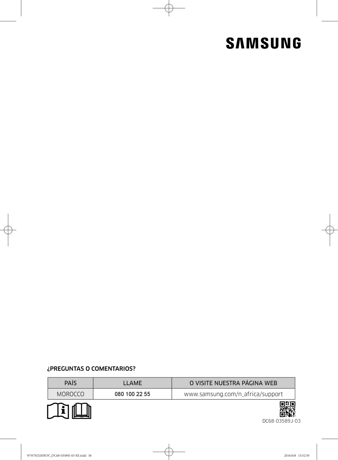 Samsung WW70J3283KW/GG, WW60J3287LW/GG manual 080 100 22 