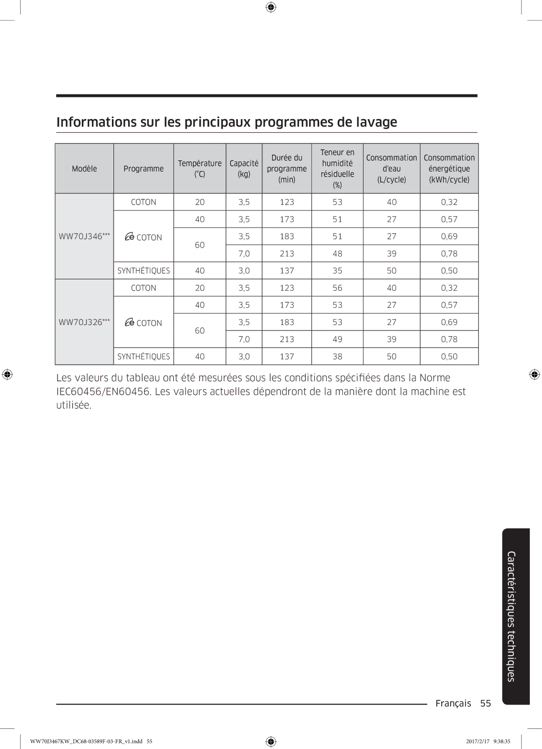 Samsung WW80J3267KW/EF, WW70J3480GS/EF, WW80J3280GS/EF, WW70J3283KW/EF, WW70J3467KW/EF, WW70J3483KW/EF manual 123 173 WW70J346 