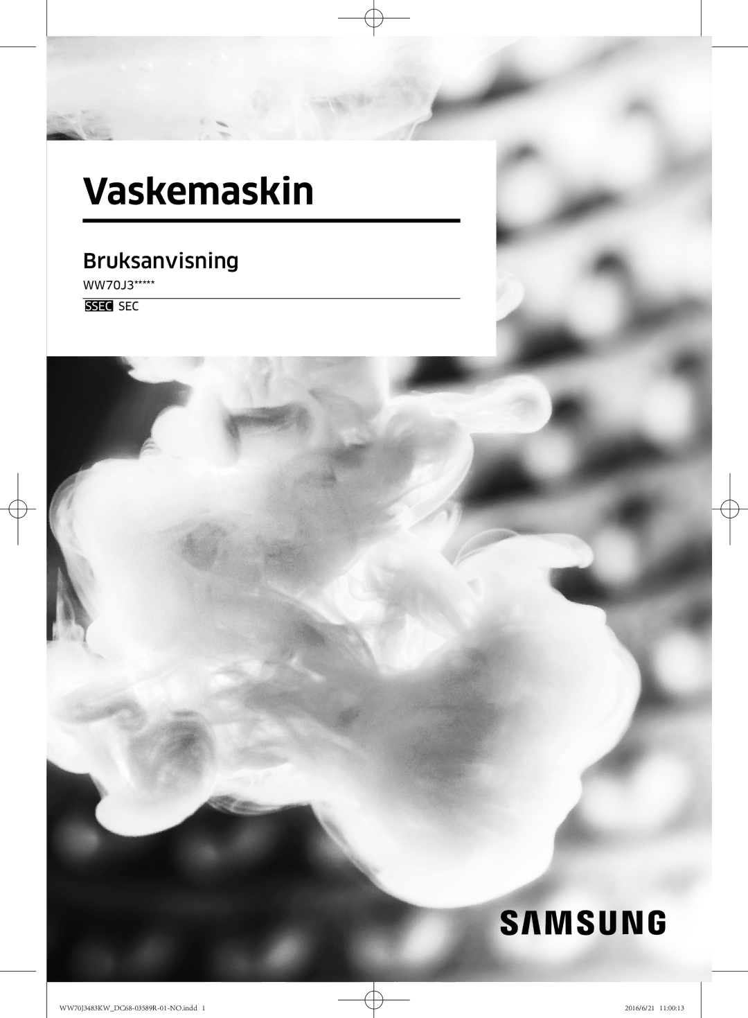 Samsung WW70J3483KW/EE manual Vaskemaskin 