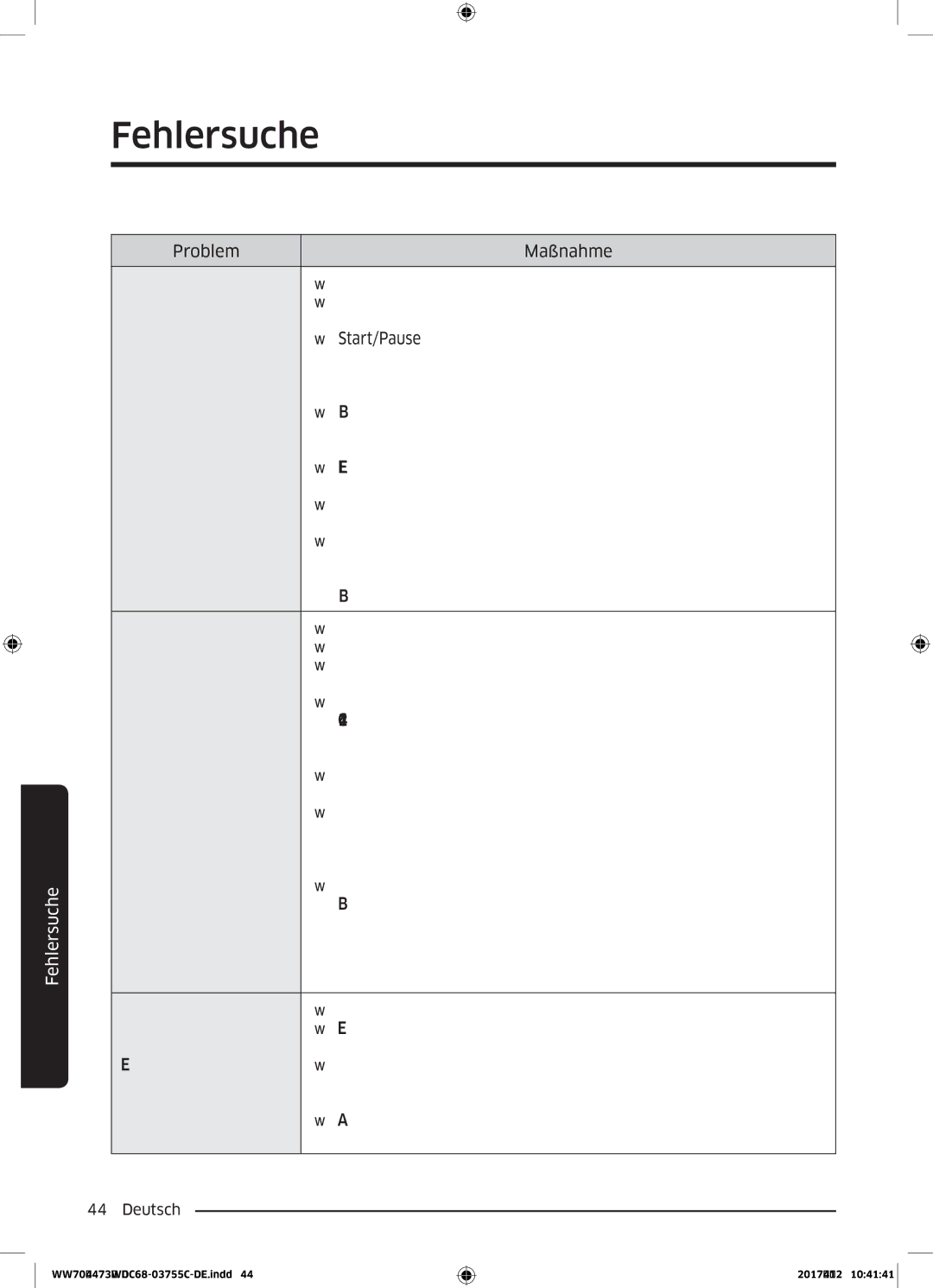 Samsung WW70J44A3MW/EG manual Den normalen Betrieb aufnehmen 