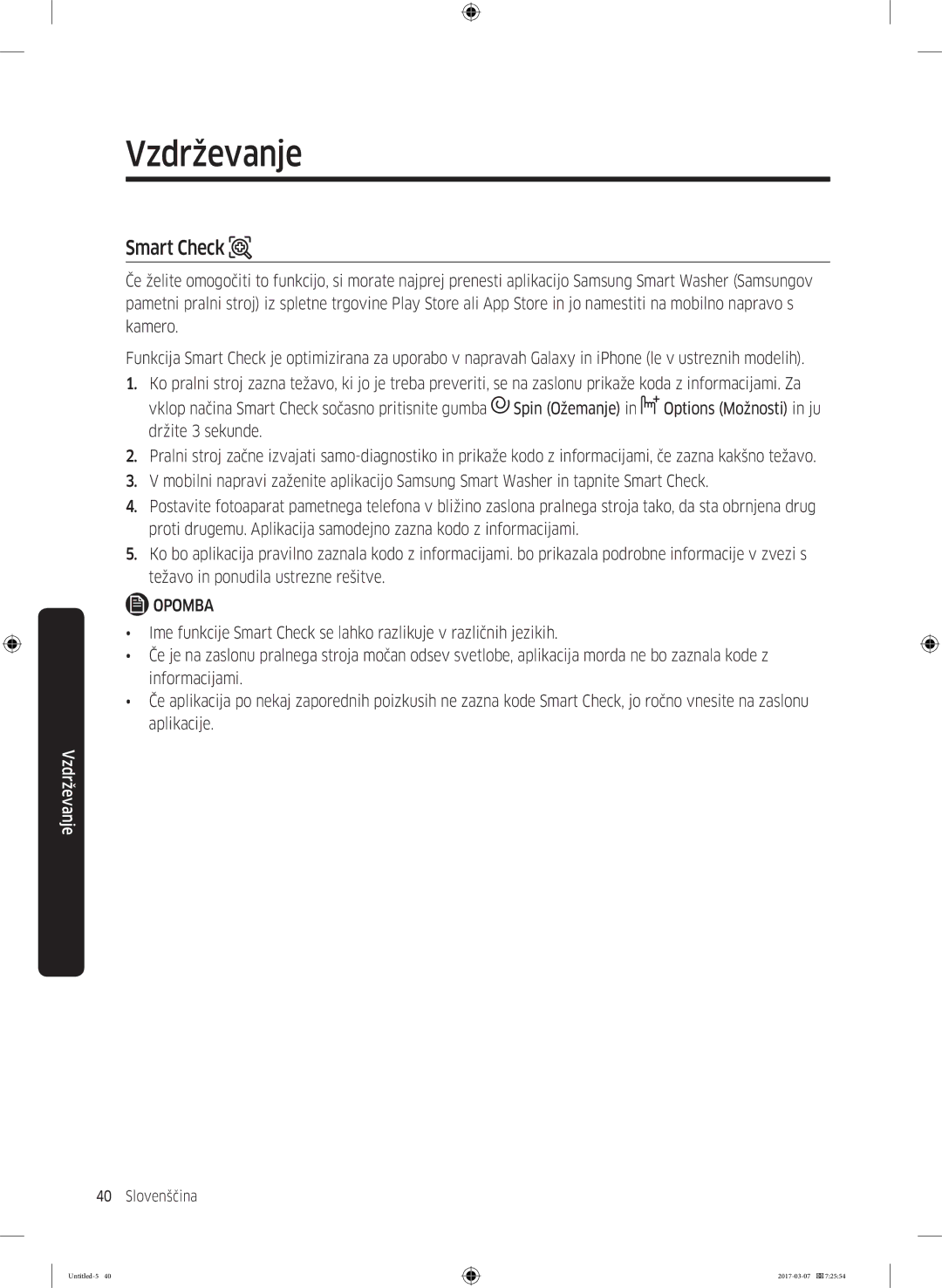 Samsung WW70J5345FW/LE, WW70J5355FW/AD, WW70J5355MW/AD, WW80J5345FW/LE, WW70J5345MW/LE, WW80J5345MW/LE manual Smart Check 