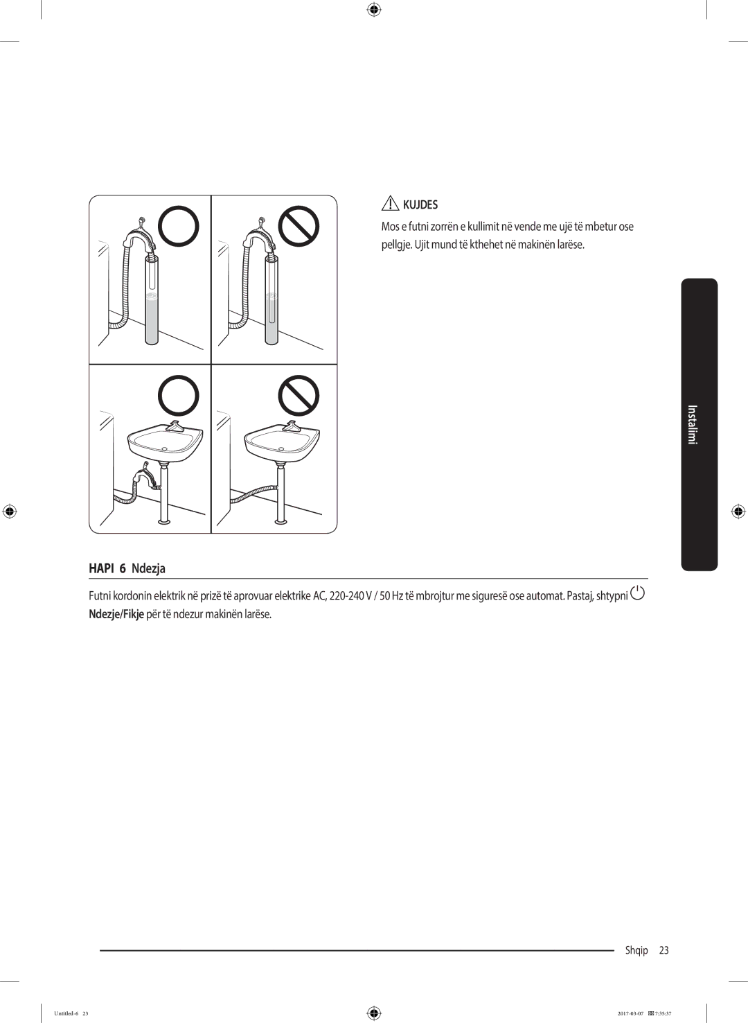 Samsung WW70J5355FW/AD, WW70J5355MW/AD, WW80J5345FW/LE, WW70J5345MW/LE, WW80J5345MW/LE, WW80J5545FW/LE manual Hapi 6 Ndezja 