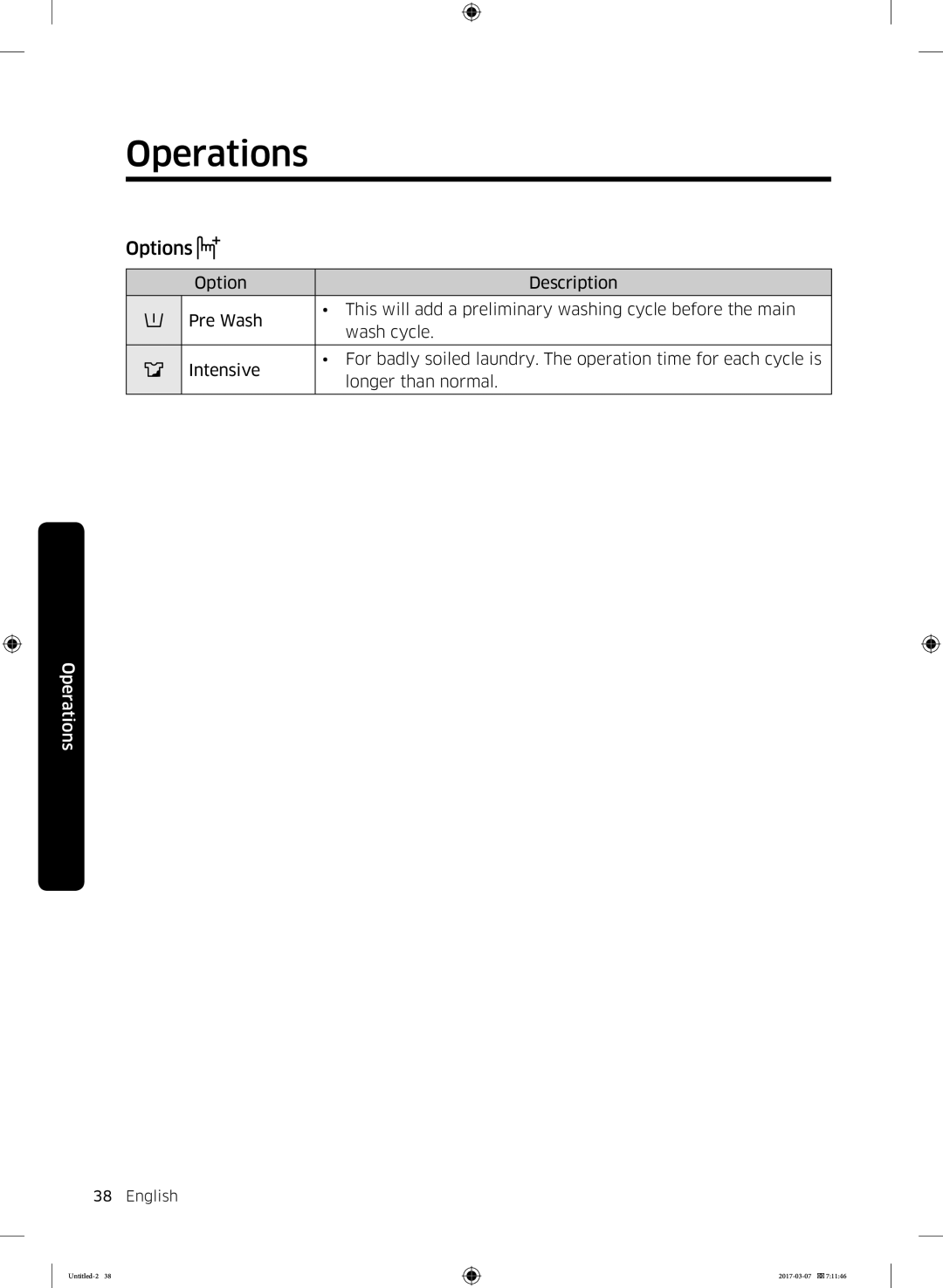 Samsung WW80J5345FW/LE, WW70J5355FW/AD, WW70J5355MW/AD, WW70J5345MW/LE, WW80J5345MW/LE, WW80J5545FW/LE, WW80J5355FW/AD Options 