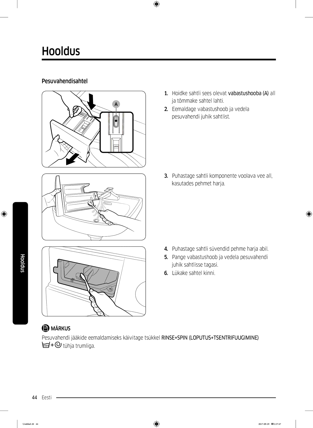 Samsung WW70J5355FW/AD, WW70J5355MW/AD manual Pesuvahendisahtel 