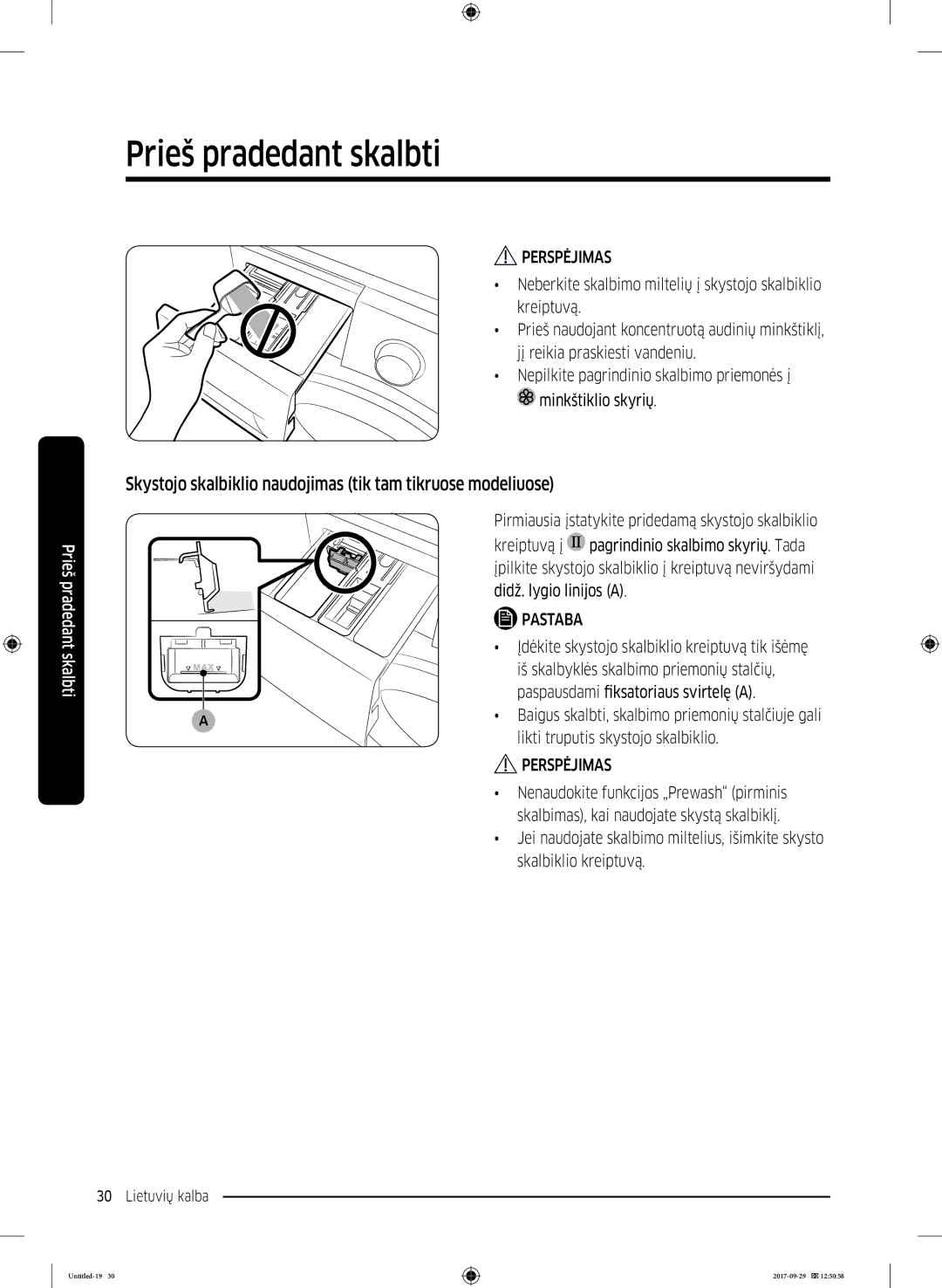 Samsung WW70J5355FW/AD, WW70J5355MW/AD manual Skystojo skalbiklio naudojimas tik tam tikruose modeliuose 