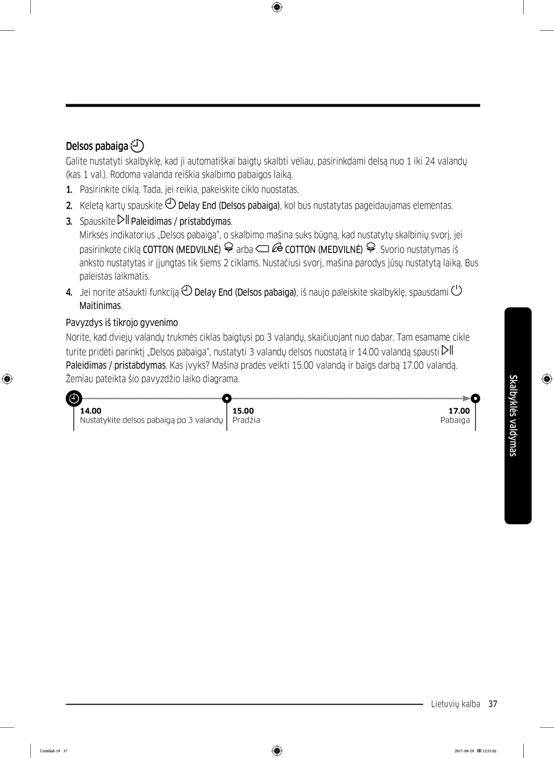 Samsung WW70J5355MW/AD, WW70J5355FW/AD manual Delsos pabaiga 