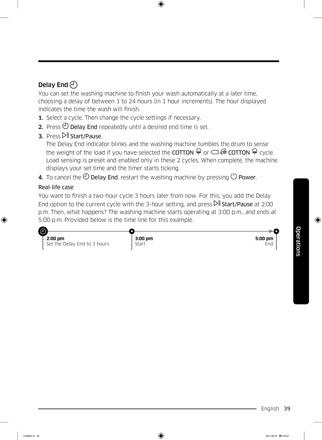 Samsung WW70J5355MW/AD, WW70J5355FW/AD manual Delay End 