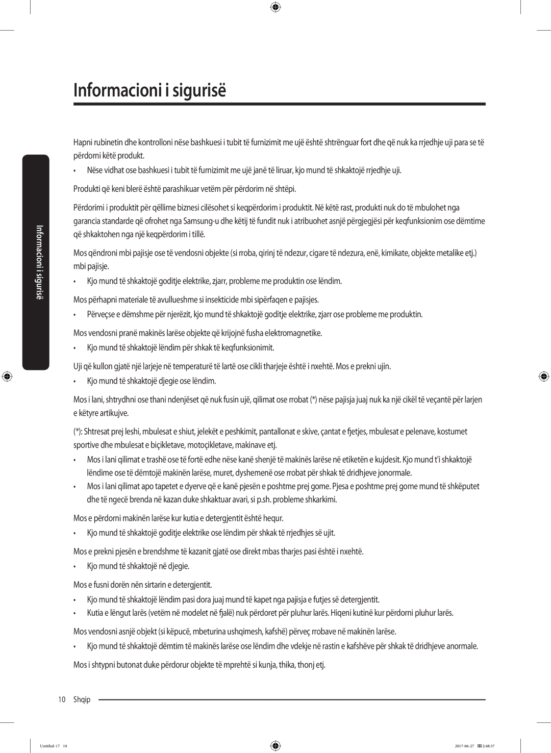 Samsung WW70J5355MW/AD, WW80J5355MW/AD manual Informacioni i sigurisë 