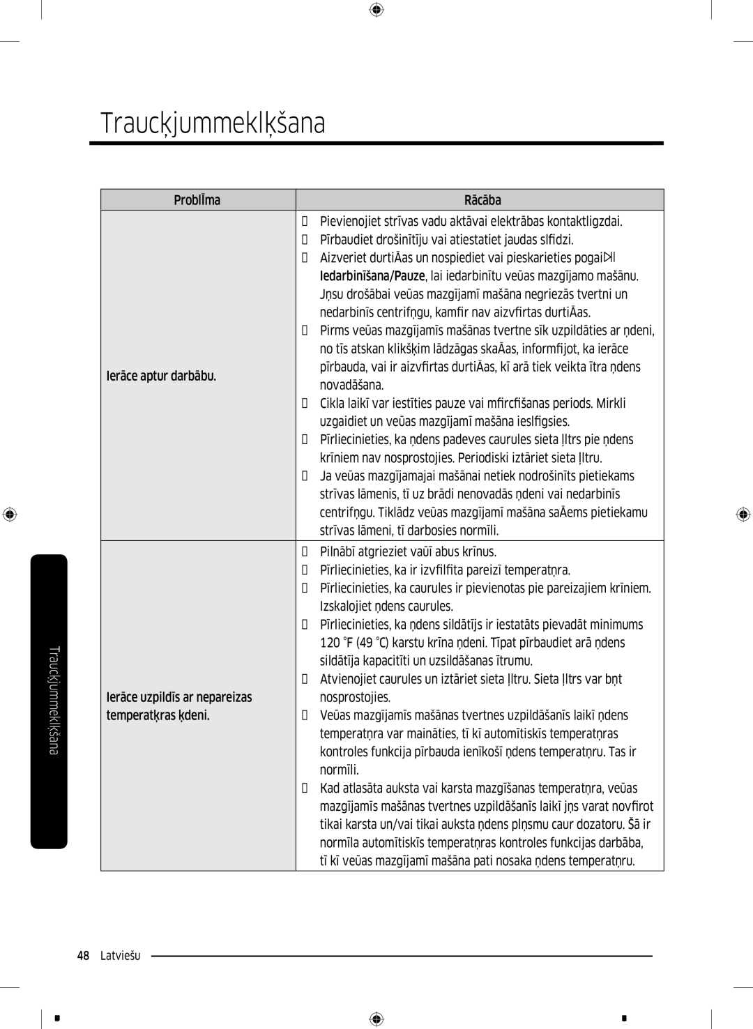 Samsung WW70K42106W/LE manual Jūsu drošībai veļas mazgājamā mašīna negriezīs tvertni un, Ierīce aptur darbību, Normāli 