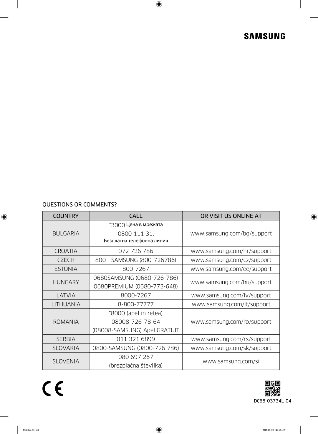 Samsung WW70K44305W/LE manual 3000, 0800 111, 072 726, Samsung, 800-7267, 0680SAMSUNG 0680PREMIUM, 8000-7267, Apel in retea 