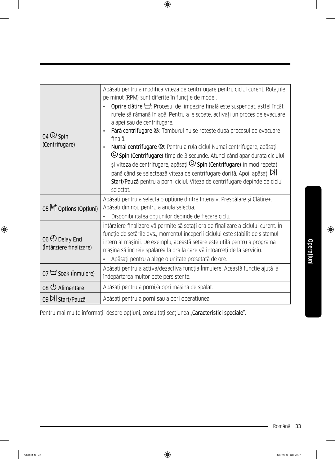 Samsung WW80K44305X/LE manual Disponibilitatea opţiunilor depinde de fiecare ciclu, Delay End, Întârziere finalizare 