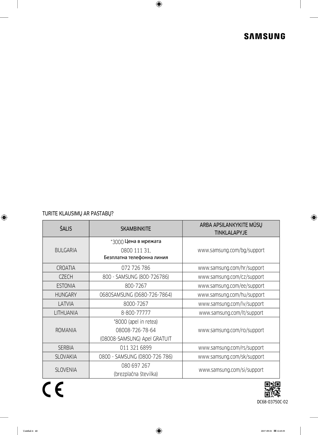 Samsung WW70K52109W/ZE, WW70K52109W/LE manual Tinklalapyje 