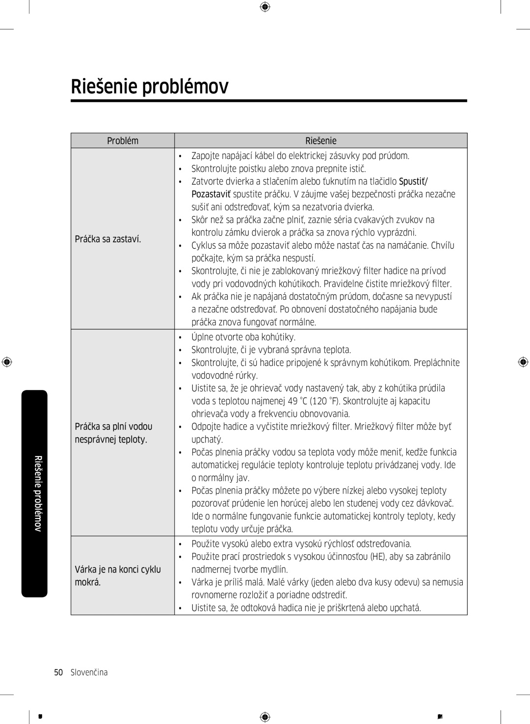 Samsung WW70K52109W/ZE manual Sušiť ani odstreďovať, kým sa nezatvoria dvierka 