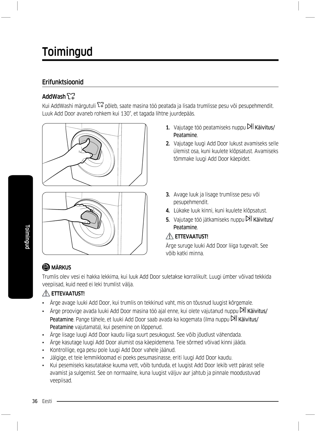 Samsung WW70K5210UX/LE, WW70K5210UW/LE manual 