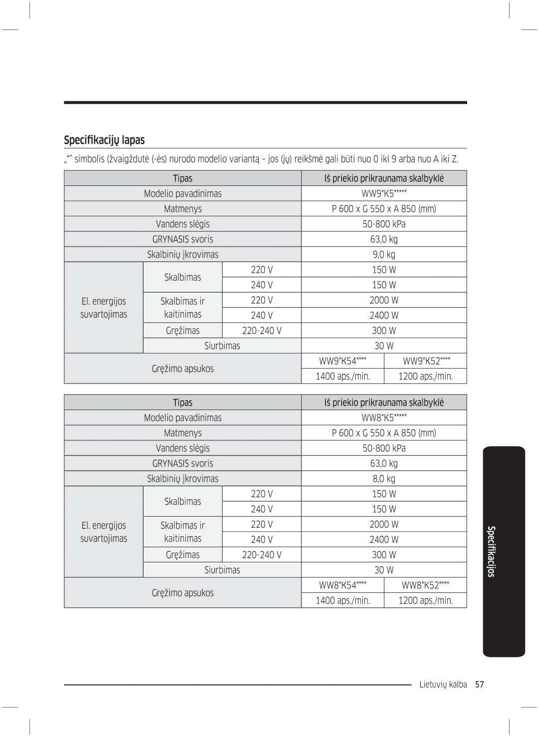 Samsung WW70K5210UW/LE, WW70K5210UX/LE manual 