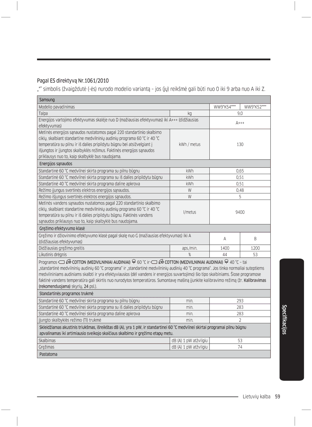 Samsung WW70K5210UW/LE, WW70K5210UX/LE manual 