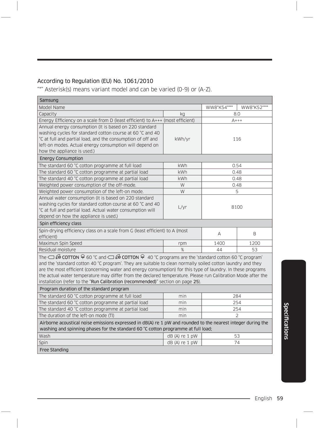 Samsung WW70K5210UW/LE, WW70K5210UX/LE manual 