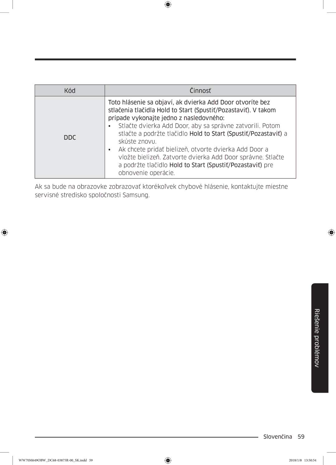 Samsung WW70M649OBW/ZE manual Skúste znovu 